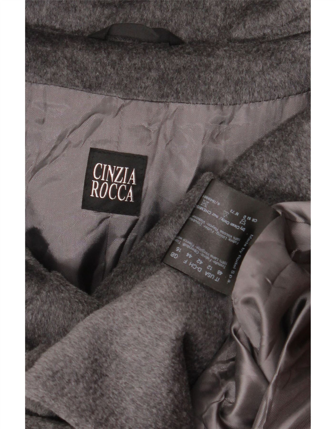 Sobretudo feminino Cinzia Rocca UK 16 grande lã cinza