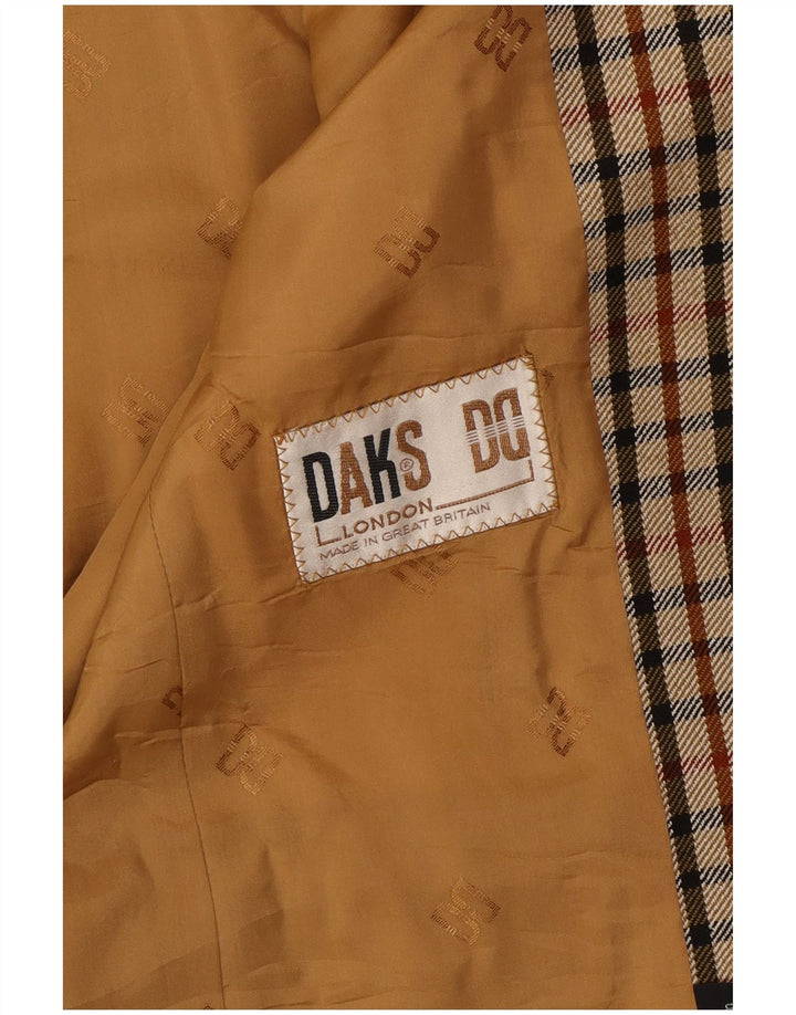 Jaqueta blazer feminina DAKS com 2 botões UK 14 xadrez bege médio