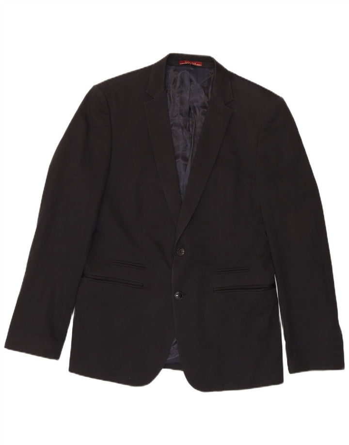 Jaqueta blazer masculina Zara com 2 botões EU 50 algodão preto médio