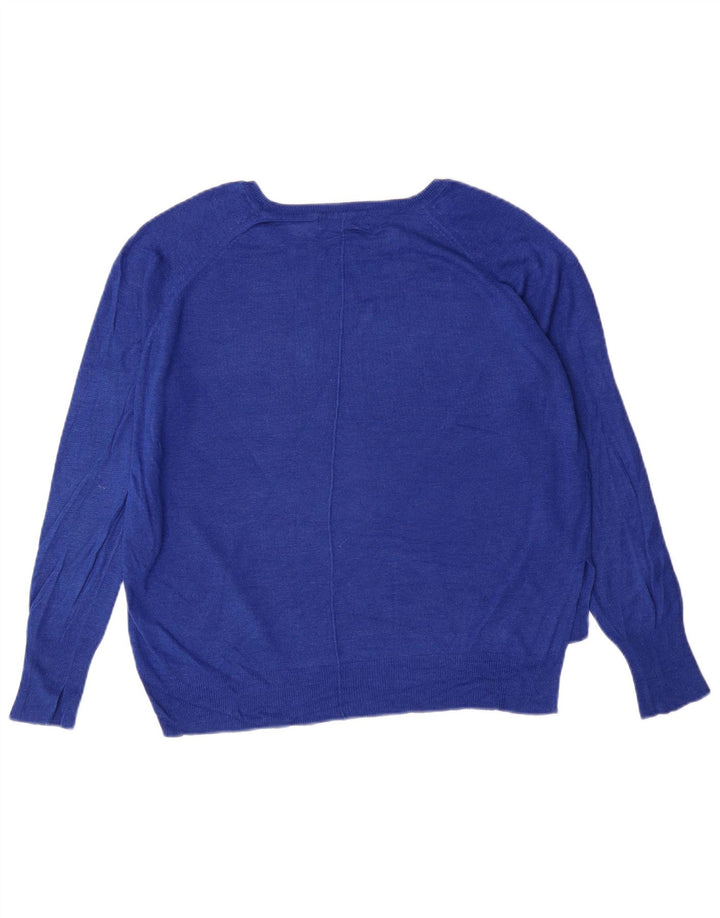 Suéter feminino ZARA com gola canoa e viscose azul grande Reino Unido 14