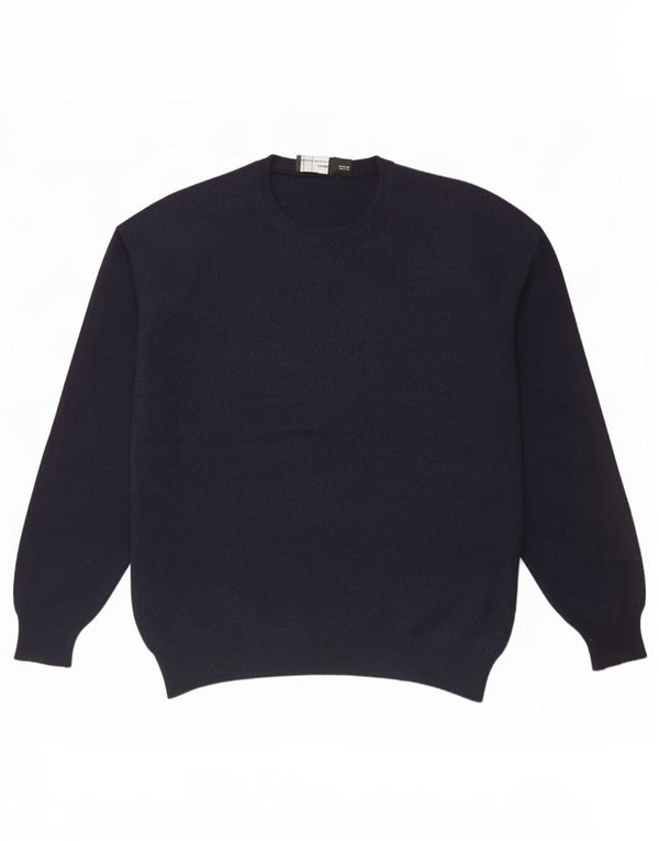 Zara Suéter masculino com gola redonda XL lã azul marinho