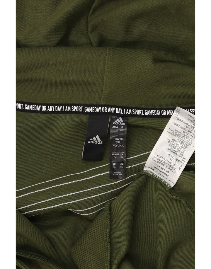 Adidas masculino zip moletom com capuz 2xl algodão cáqui