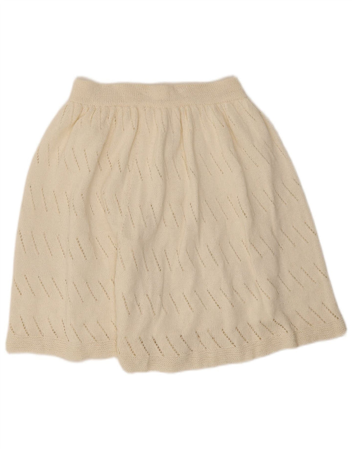 Saia feminina vintage em malha A-Line W26 pequena off white