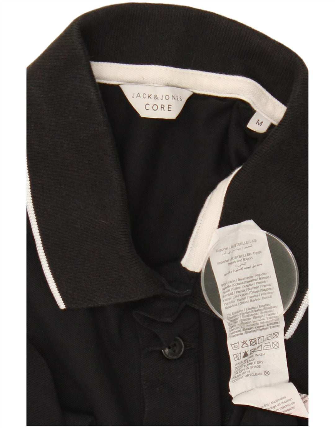 Camisa polo masculina Jack & Jones de algodão preto médio
