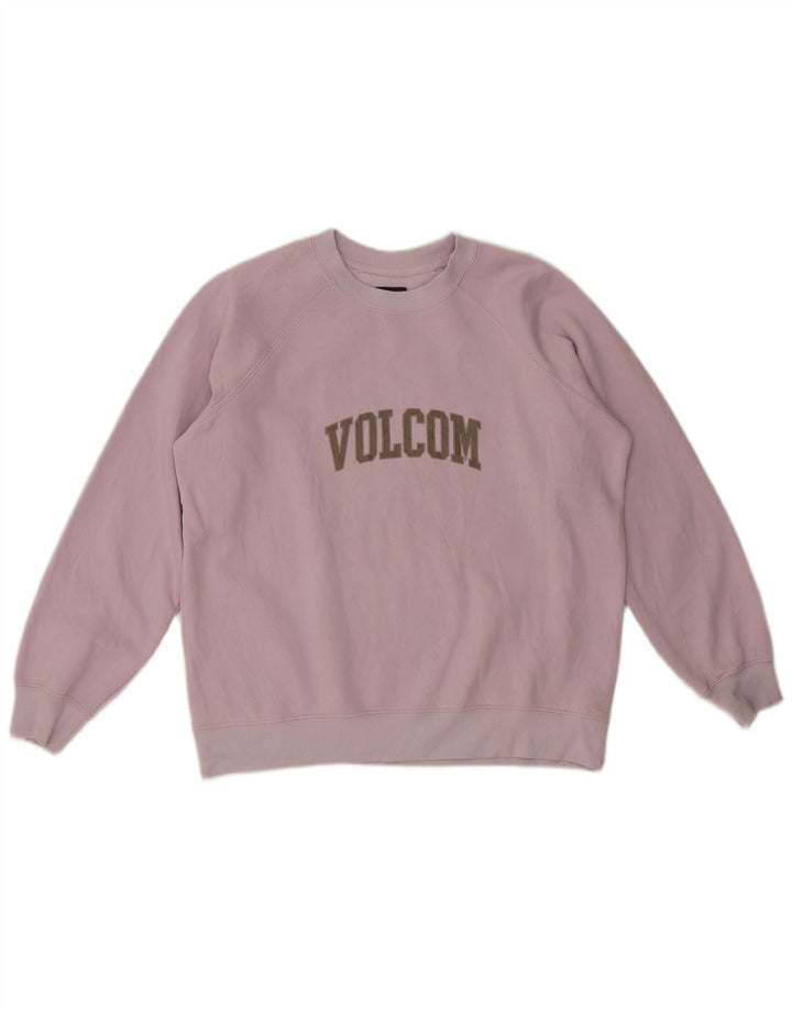 Volcom feminino gráfico oversized moletom jumper UK 14 médio roxo