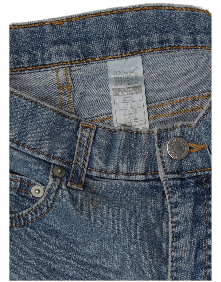 Shorts jeans feminino Marks & Spencer UK 8 pequeno W23 algodão azul