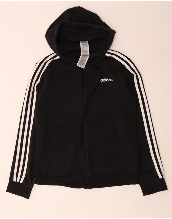 Suéter adidas feminino com capuz e zíper UK 12/14 médio algodão preto