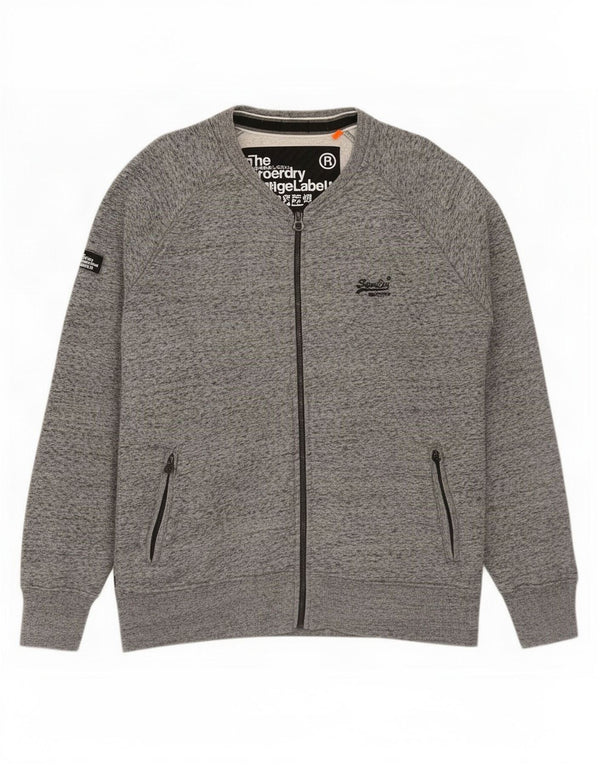 Superdry Jaqueta masculina de agasalho 2XL algodão manchado cinza
