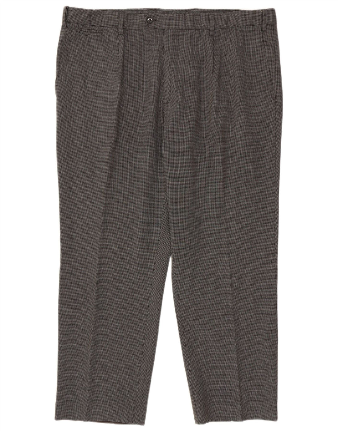 Calça masculina de ajuste regular Marks & Spencer W42 L29 preta Houndstooth