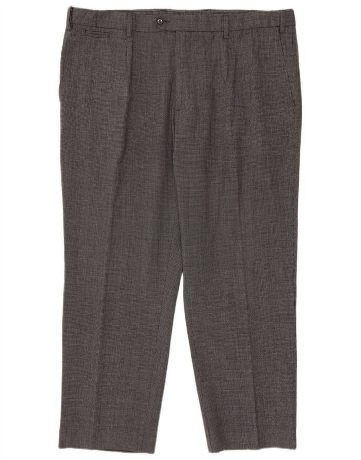 Calça masculina de ajuste regular Marks & Spencer W42 L29 preta Houndstooth