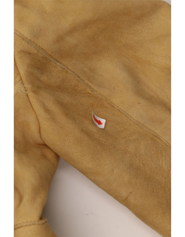 Casaco feminino VINTAGE de shearling IT 44 couro bege médio