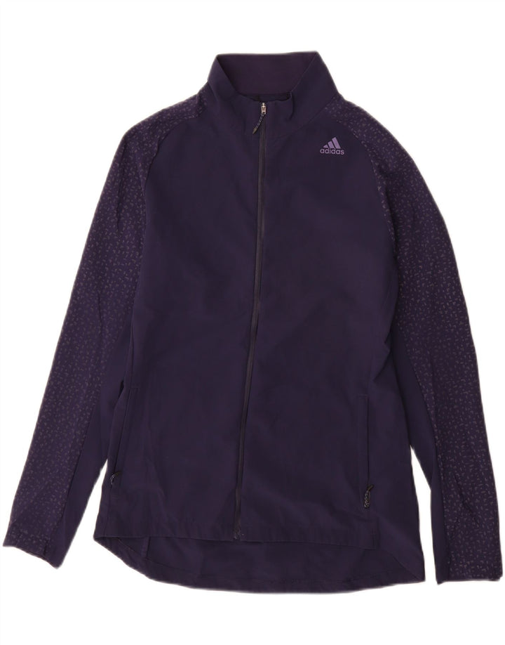 Adidas Womens Running Tracksuit Top Jacket Reino Unido 8/10 Pequeno Azul Marinho