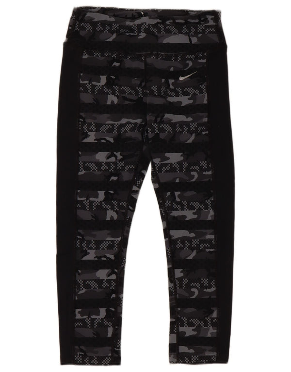 Leggings Nike Dri Fit Capri UK 8 Pequenas Camufladas Pretas Nylon