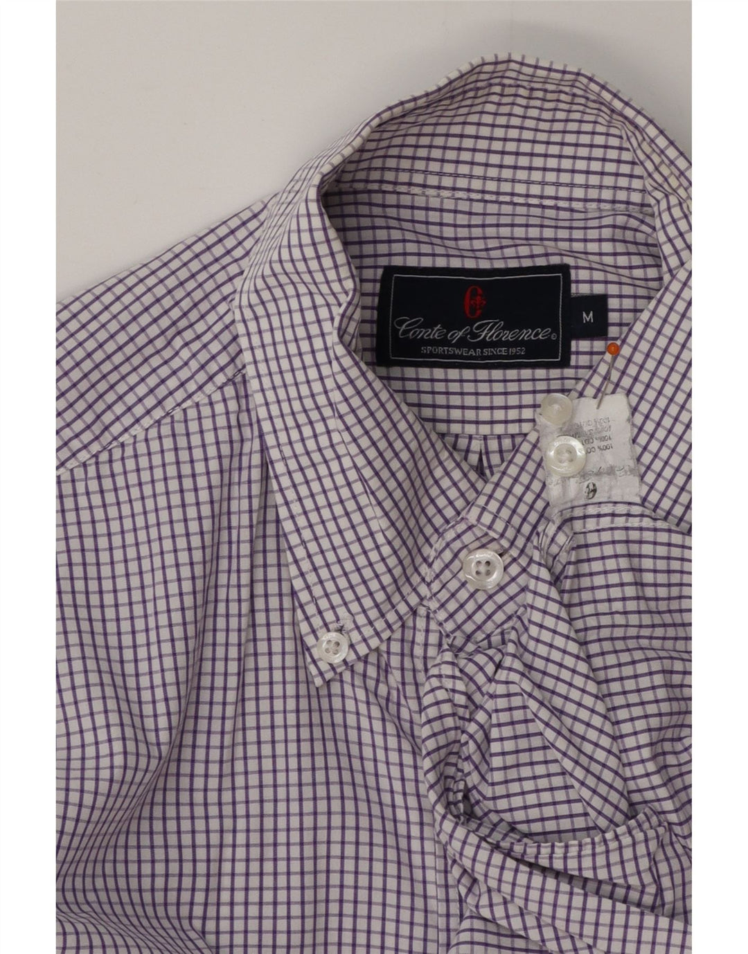 Camisa masculina CONTE OF FLORENCE algodão xadrez médio roxo