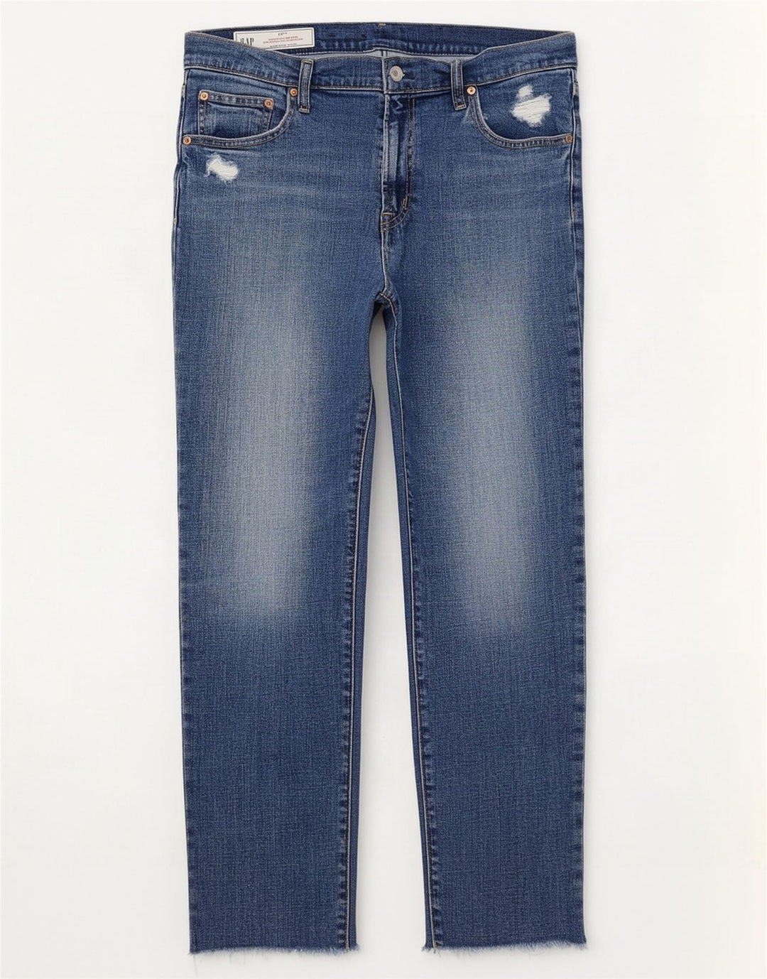 Jeans feminino Gap Girlfriend desgastado cintura média slim W30 L27 azul
