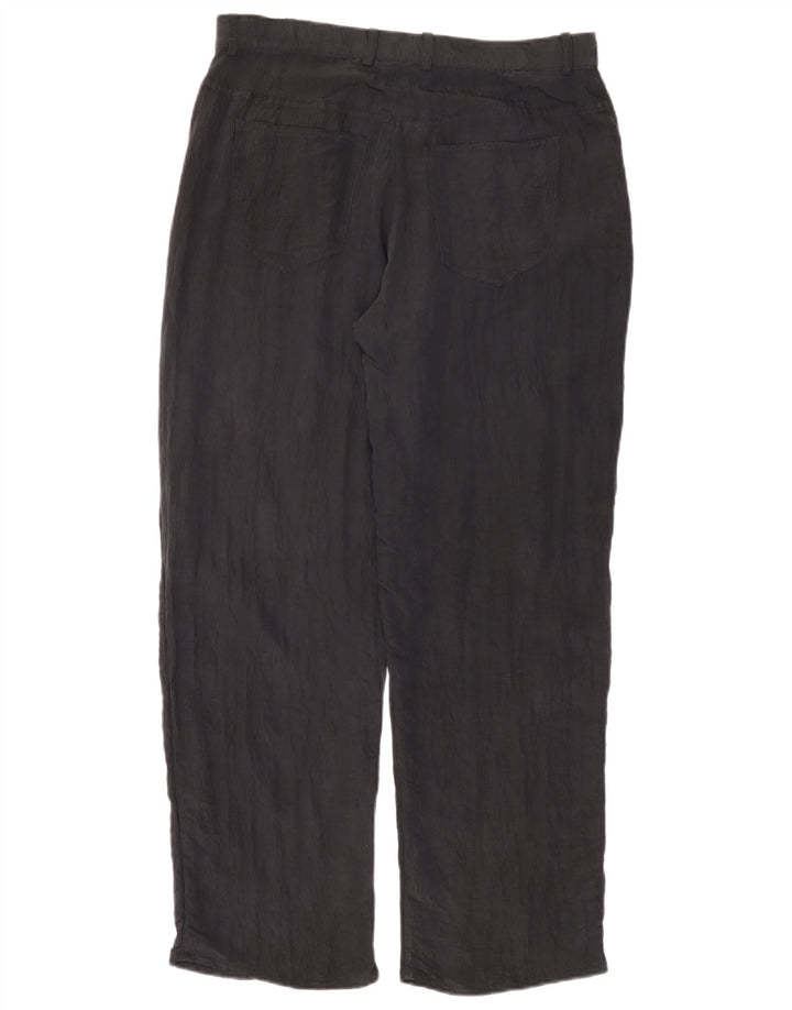 Zara Calça feminina reta casual grande W34 L30 azul marinho poliéster