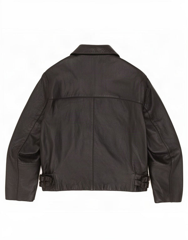 Jaqueta de couro masculina vintage UK 42 XL preta