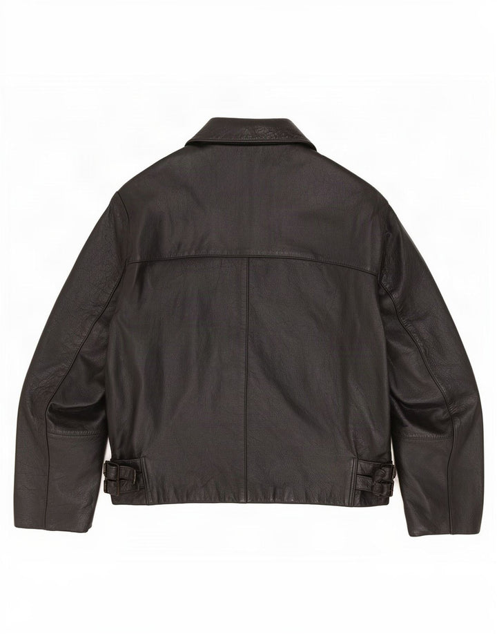 Jaqueta de couro masculina vintage UK 42 XL preta