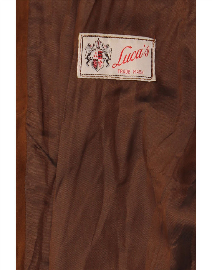 Jaqueta blazer feminina vintage de camurça com 3 botões IT 50 XL couro marrom