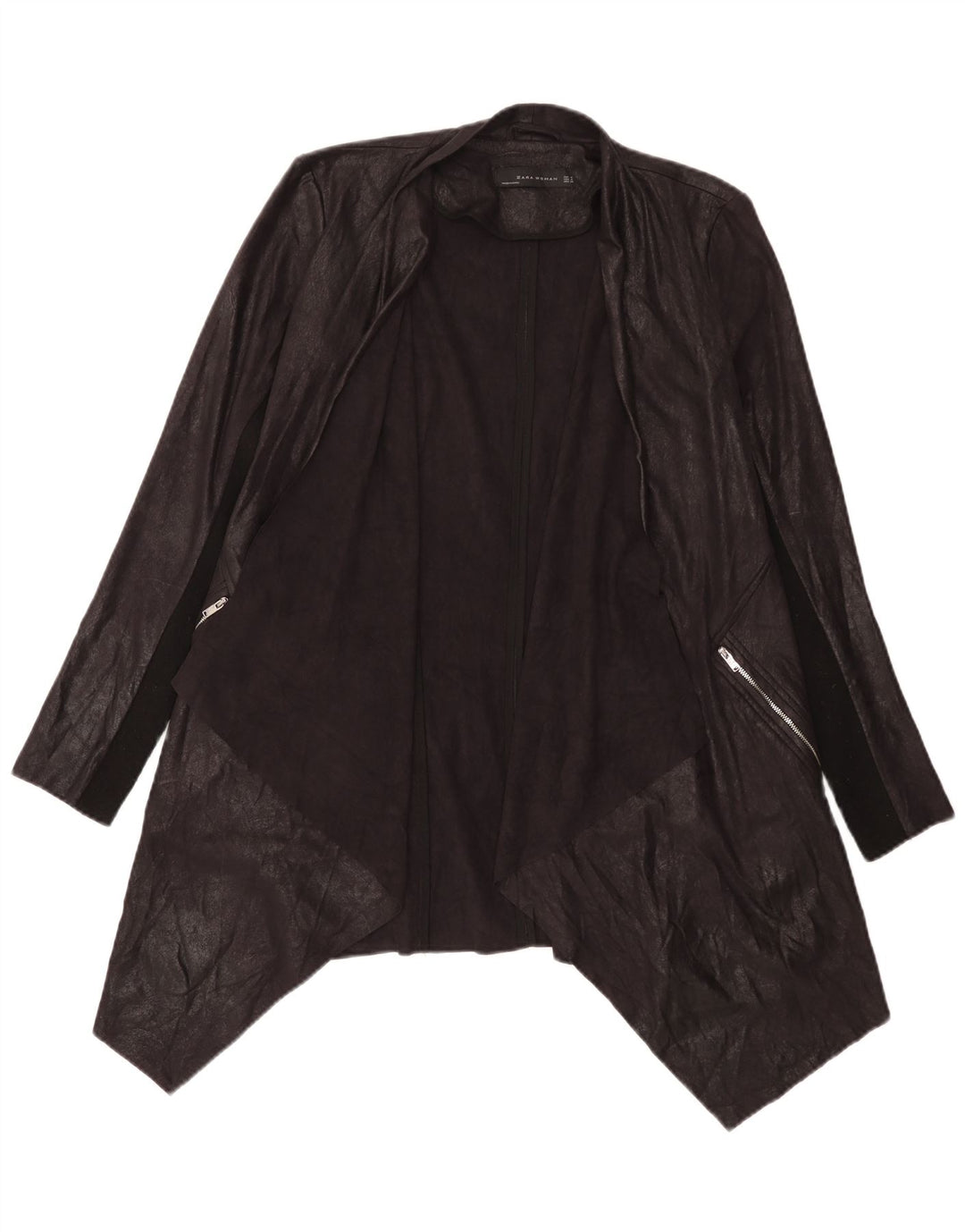 Zara Cardigan Assimétrico Feminino Top UK 14 Médio Preto Colorblock