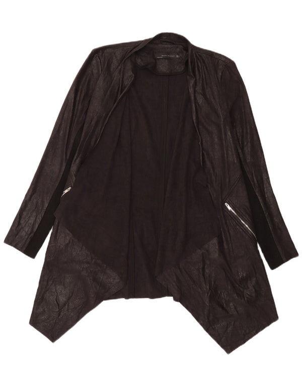 Zara Cardigan Assimétrico Feminino Top UK 14 Médio Preto Colorblock
