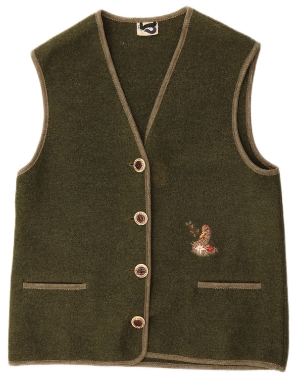 Colete feminino vintage UK 14 lã cáqui médio
