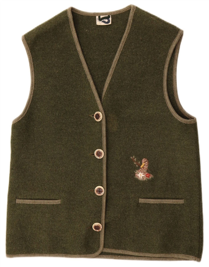 Colete feminino vintage UK 14 lã cáqui médio