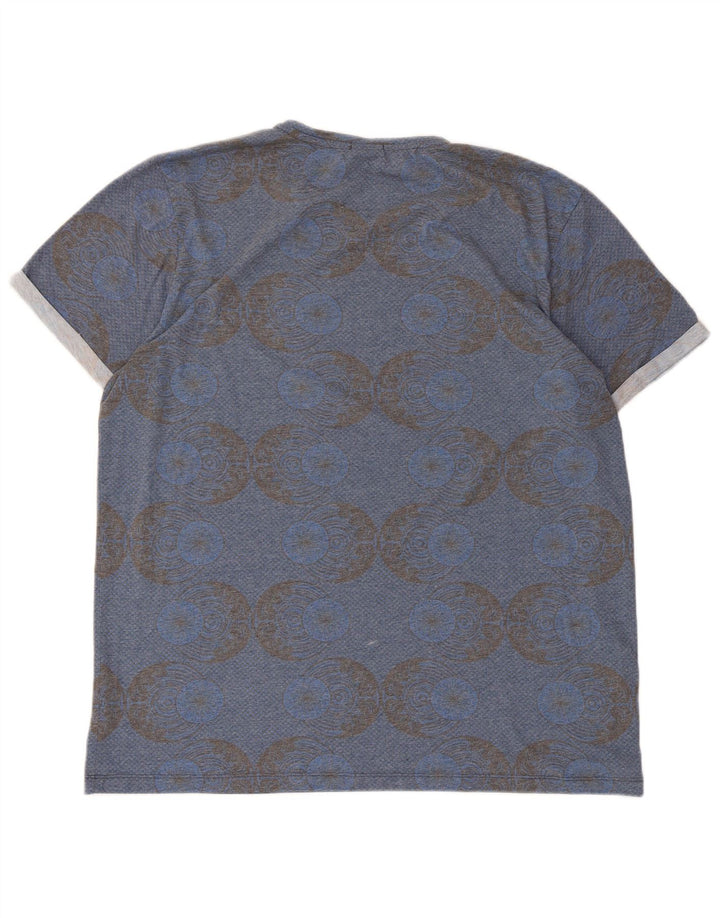 Camiseta gráfica masculina Jack & Jones Top 2XL poliéster geométrico azul