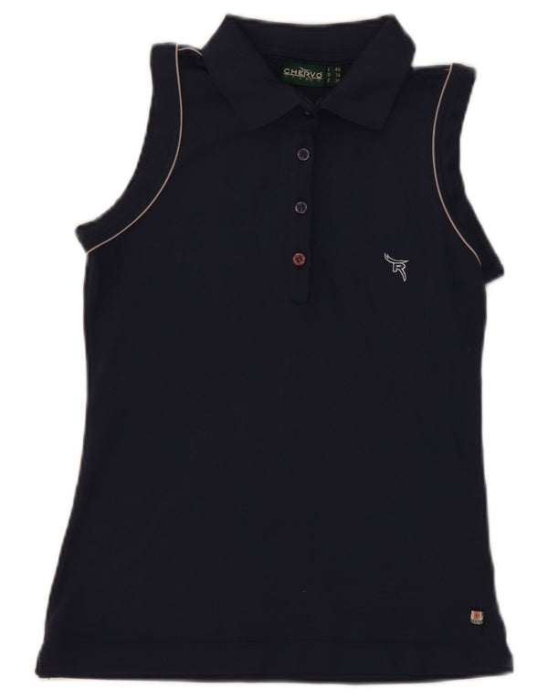Camisa polo feminina sem mangas Chervo IT 40 pequena azul marinho poliamida esportiva