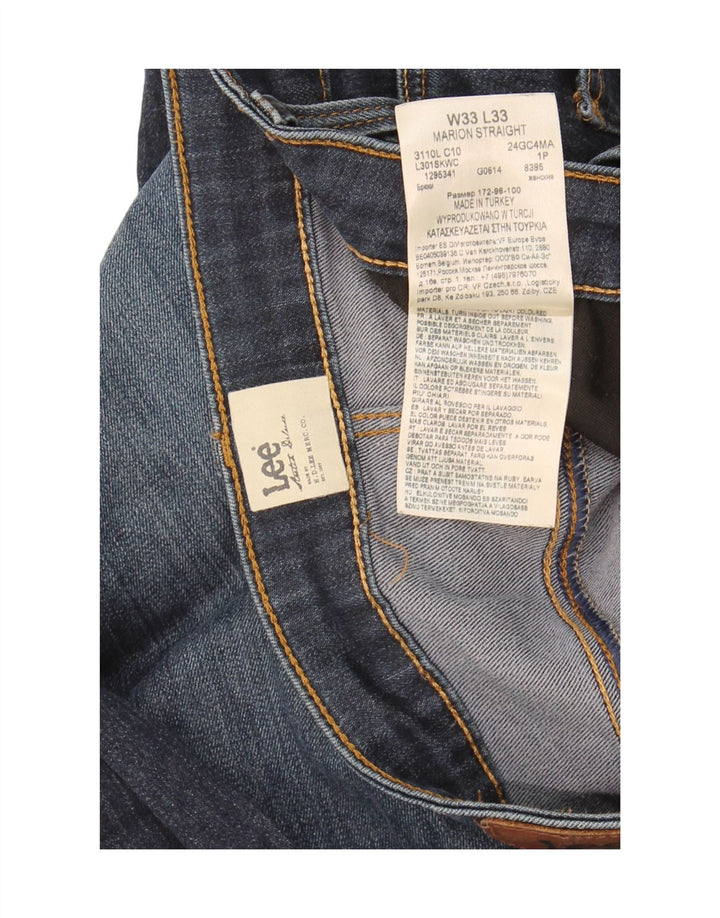 Lee Womens Marion Straight Jeans W33 L29 Azul Marinho Algodão