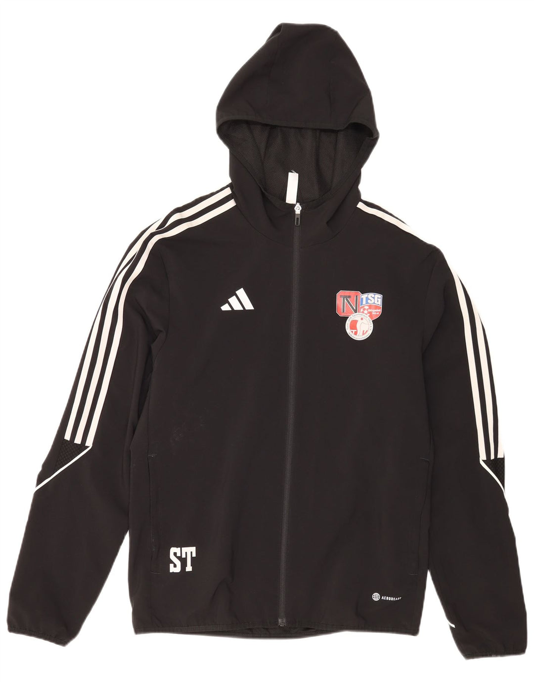 Adidas Mens Graphic Hooded Tracksuit Top Jacket Pequeno Poliéster Preto