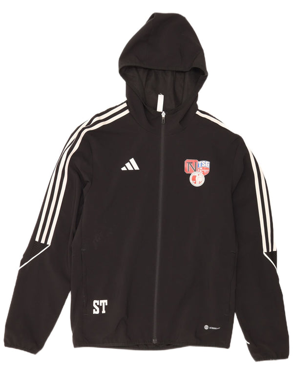 Adidas Mens Graphic Hooded Tracksuit Top Jacket Pequeno Poliéster Preto