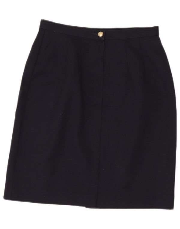 Saia lápis feminina Marks & Spencer St. Michael Reino Unido 10 pequena W26 azul marinho