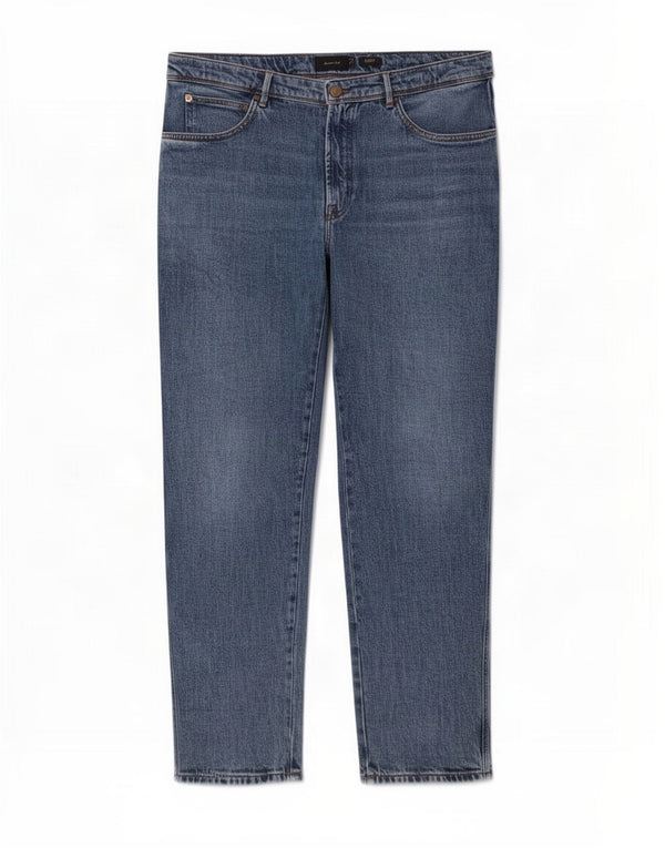 Massimo Dutti Mens Tapered Jeans EU 46 XL W36 L31 Azul Algodão