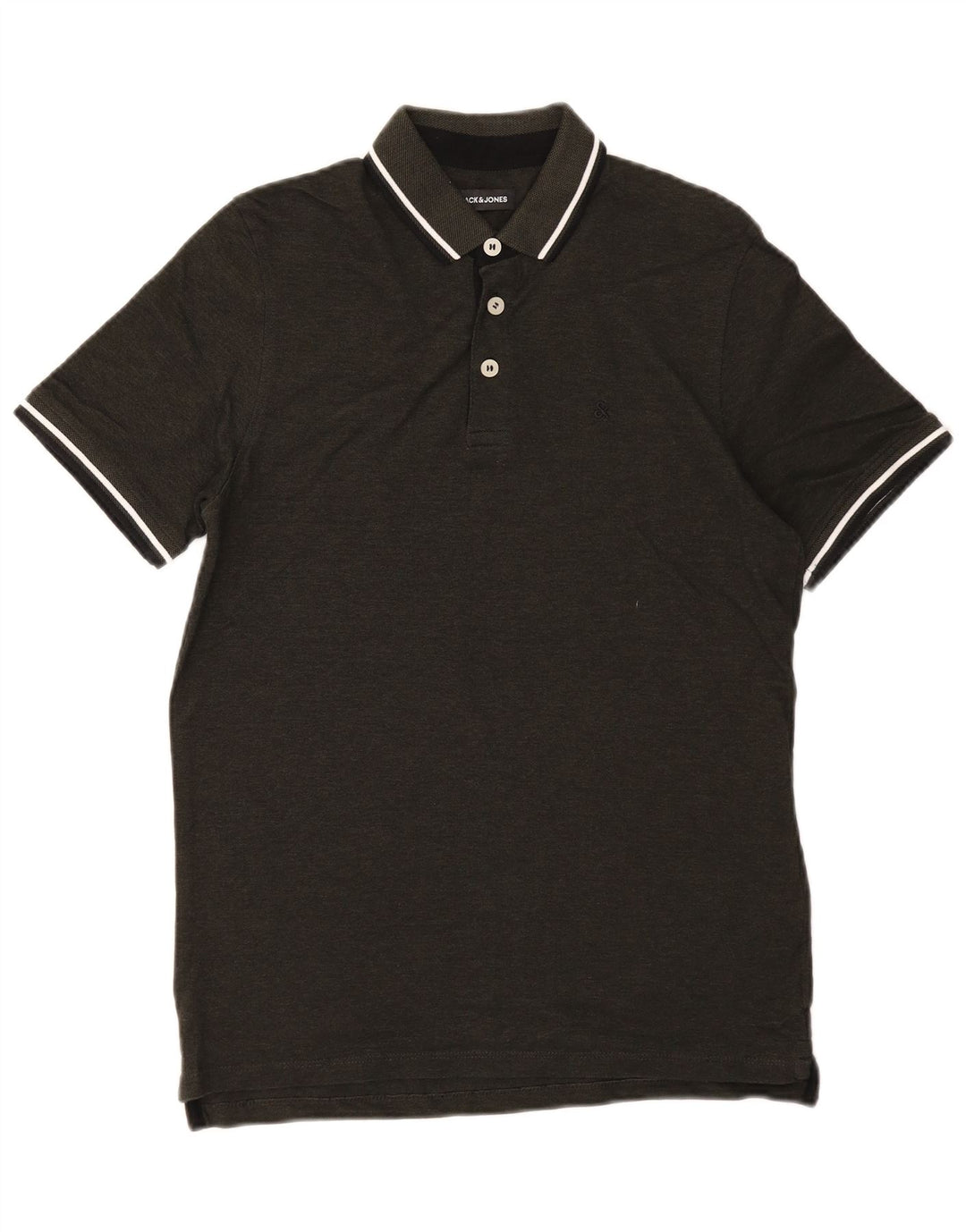 Camisa polo masculina JACK & JONES algodão listrado verde médio