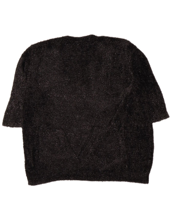 Suéter feminino Hobbs manga 3/4 com gola redonda Reino Unido 18 XL preto manchado