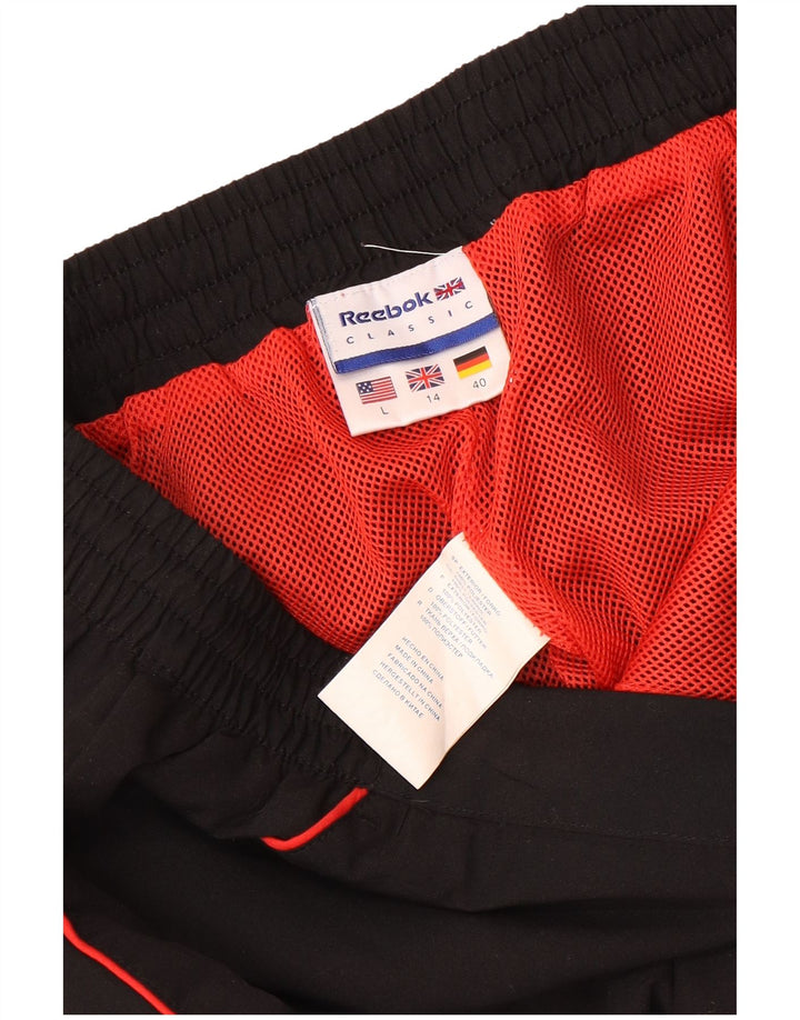 Calça de treino feminina Reebok UK 14 grande poliéster preto
