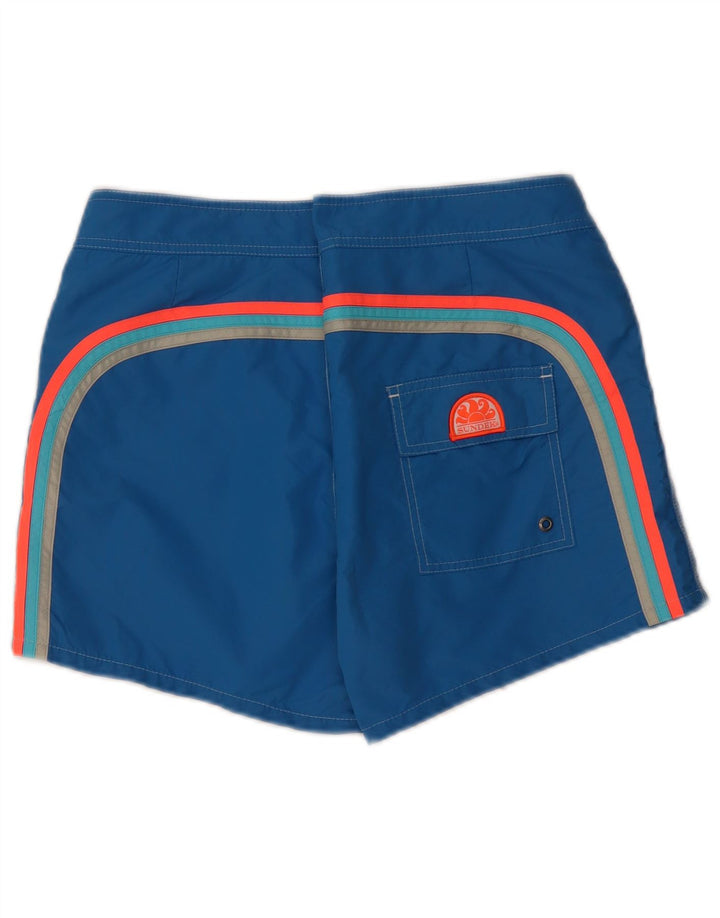 Shorts de natação masculino SUNDEK com listras azuis médias de nylon