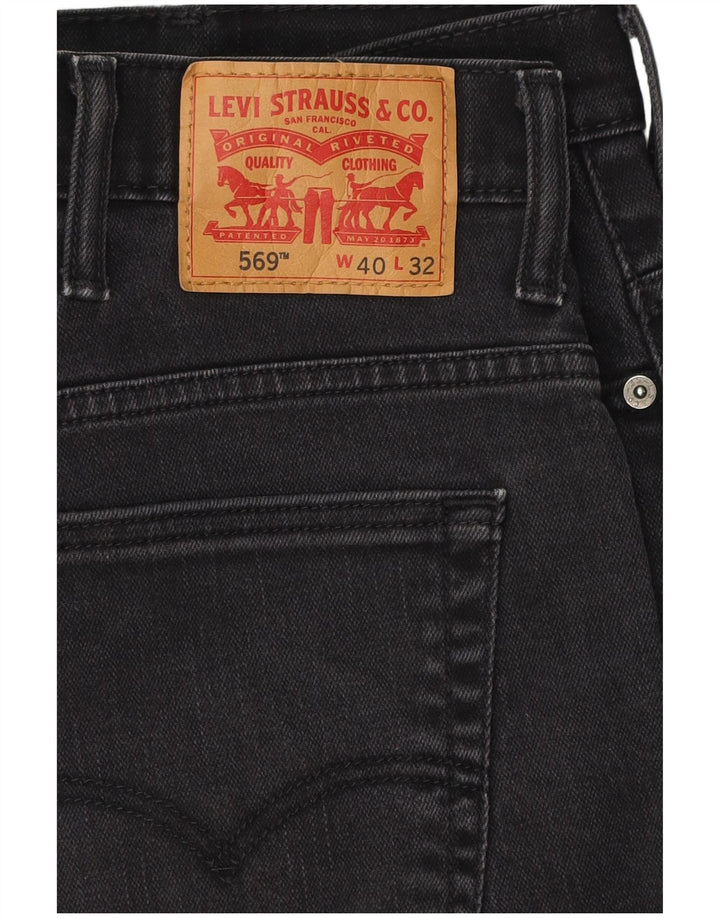 LEVI'S Masculino 569 Straight Jeans W40 L30 Algodão Preto