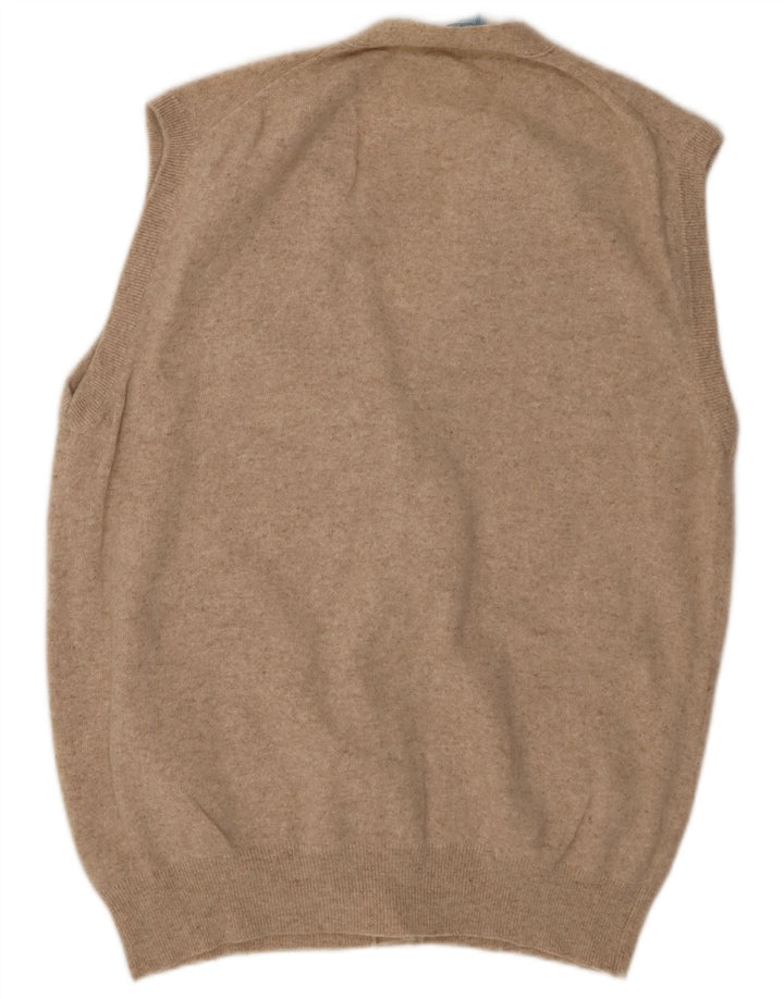 Suéter cardigã feminino sem mangas BLUMARINE IT 46 grande lã bege