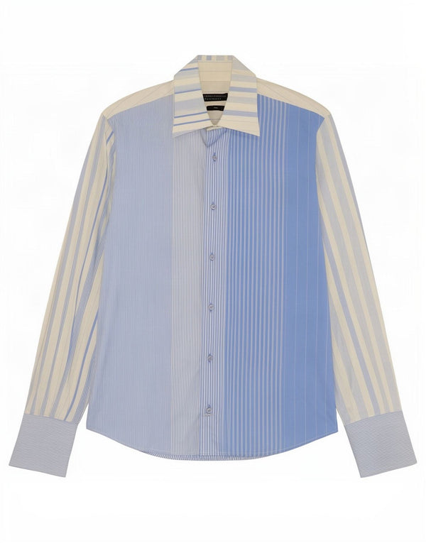 Camisa masculina Harris&Harold tamanho 41 16 grande algodão listrado azul