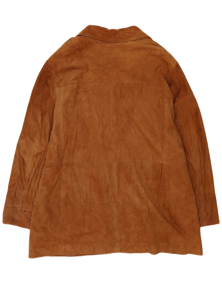 Sobretudo feminino de camurça VINTAGE UK 20 2XL couro bege