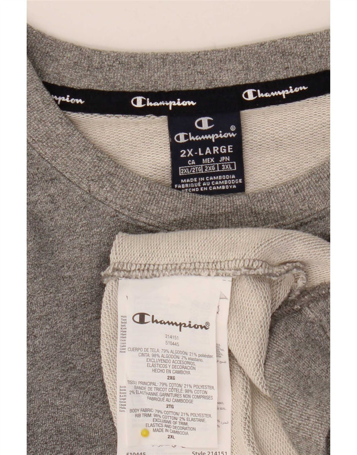 Moletom masculino Champion 2XL algodão manchado cinza