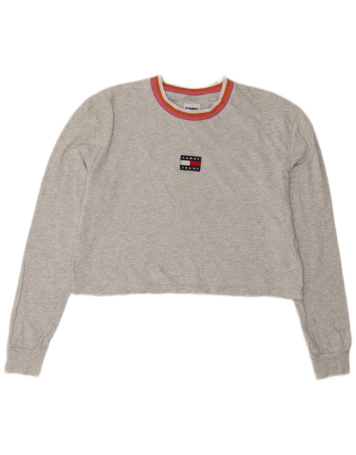 Top Tommy Hilfiger feminino oversized manga comprida Reino Unido 10 pequeno cinza
