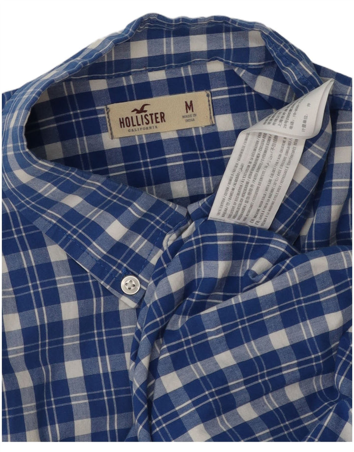 Camisa xadrez masculina Hollister de algodão xadrez azul médio