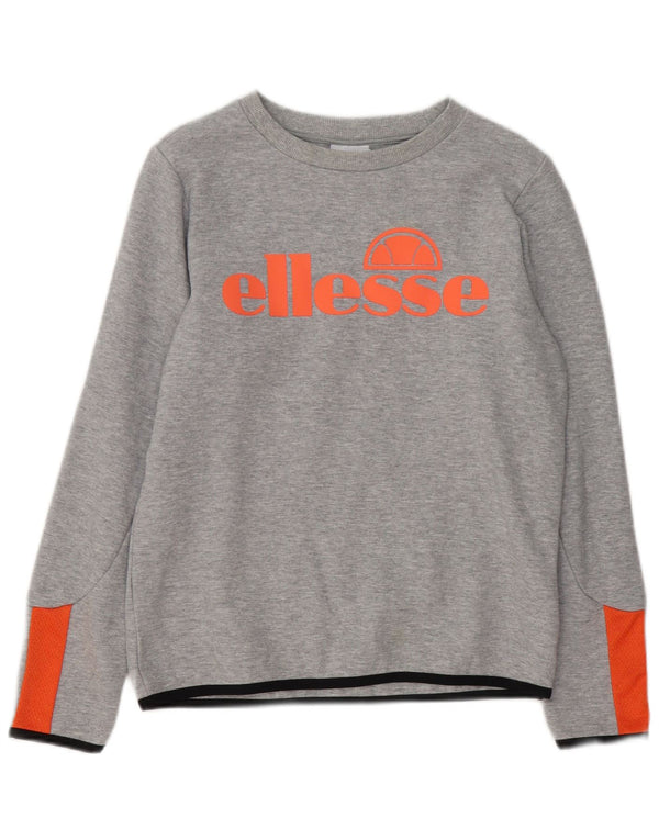 ELLESSE moletom feminino com estampa gráfica UK 14 grande algodão manchado cinza