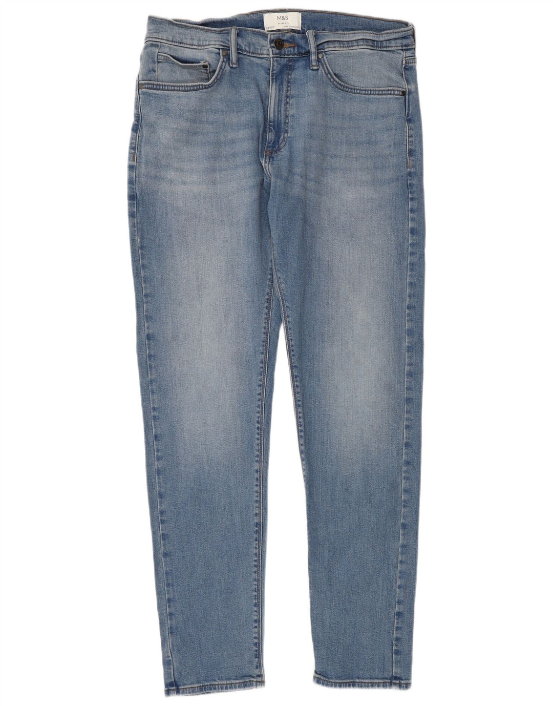 Marks & Spencer Mens Slim Jeans W32 L31 Azul Algodão