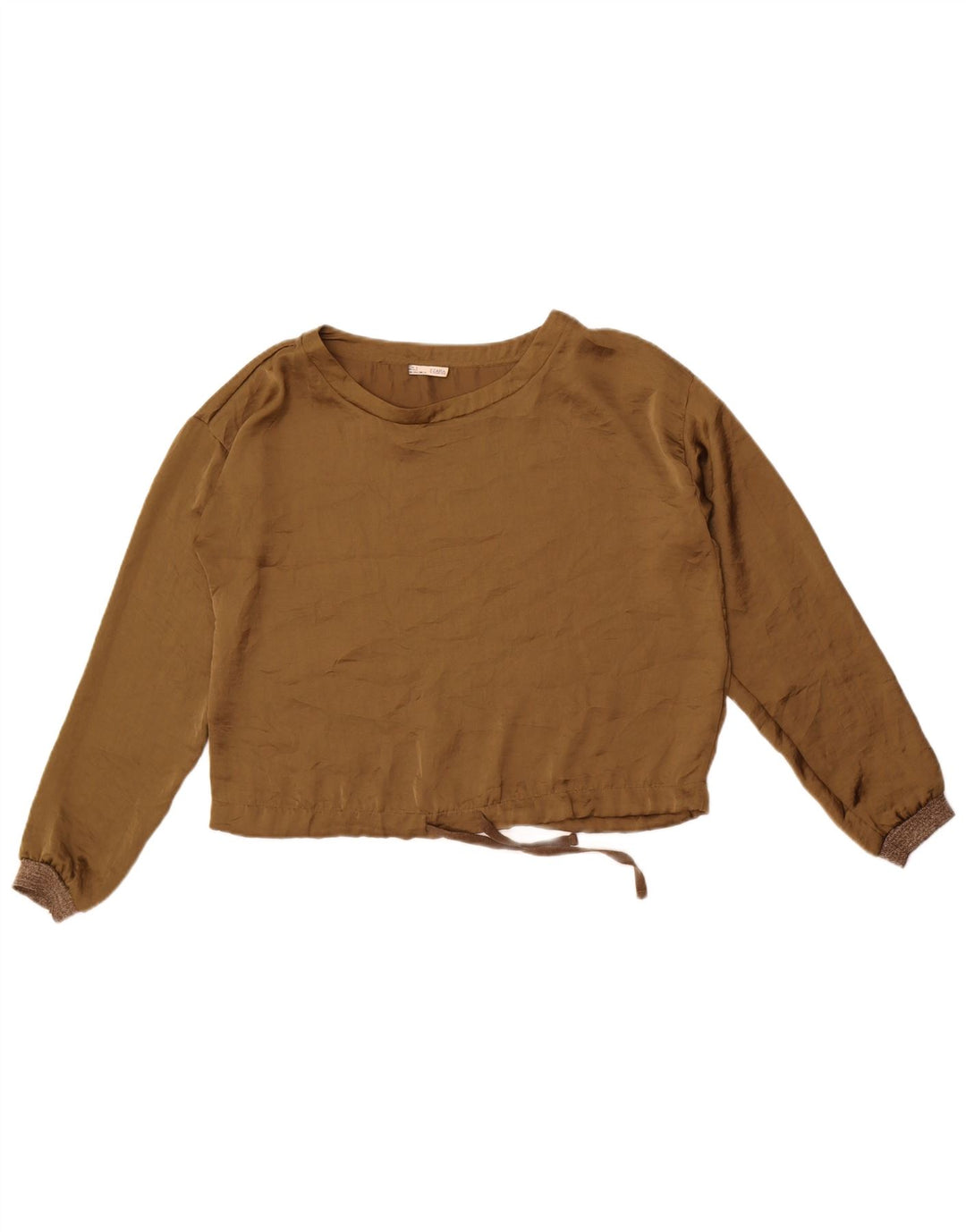 Zara Blusa feminina oversized cropped manga comprida top Reino Unido 10 pequeno cáqui
