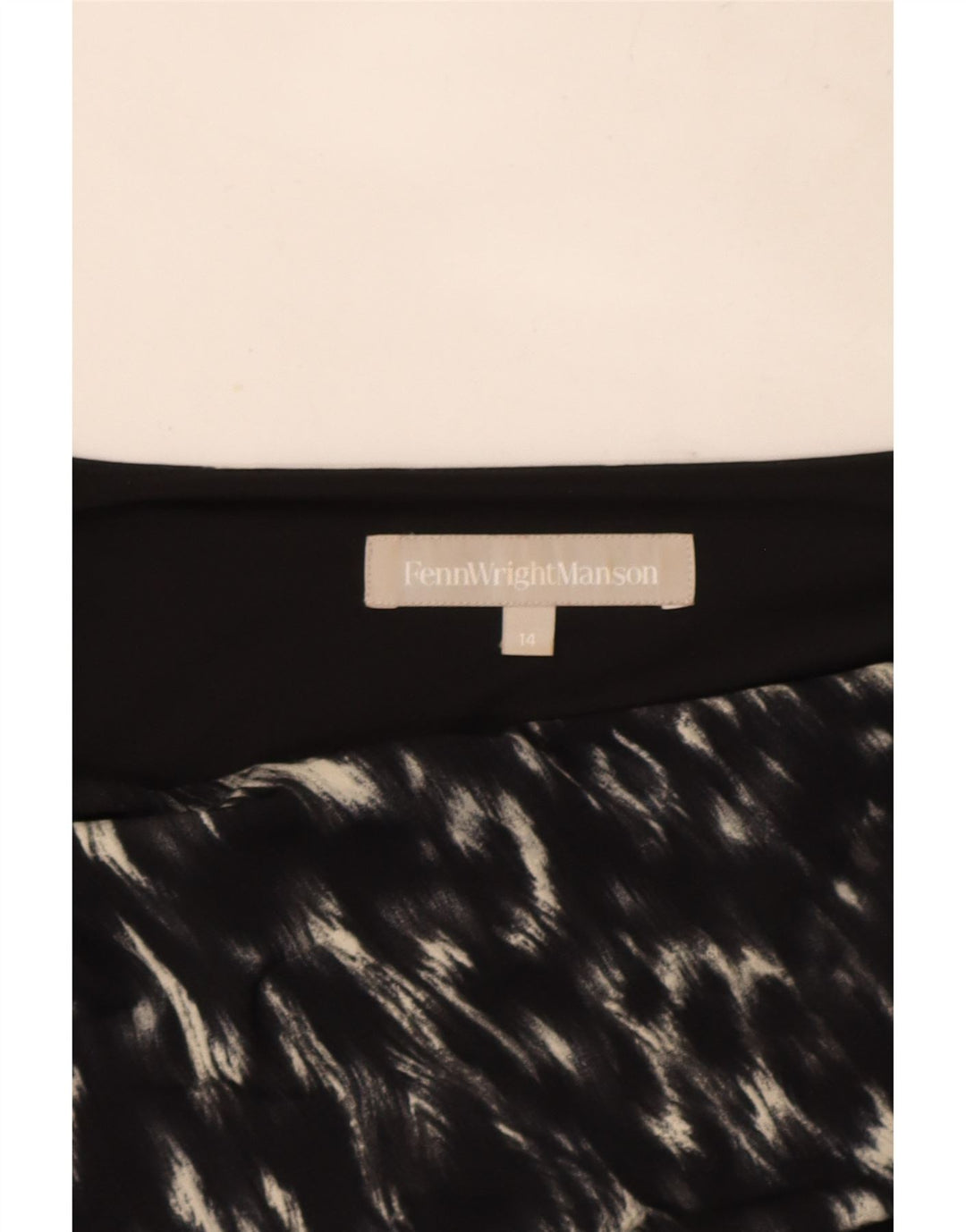 Vestido bainha feminino Fenn Wright Manson Reino Unido 14 grande preto com estampa animal