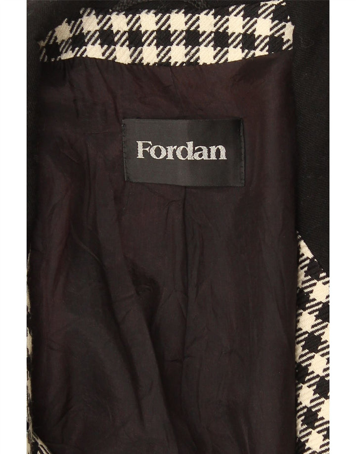 Casaco feminino vintage solto com botões duplos UE 36 pequeno preto houndstooth